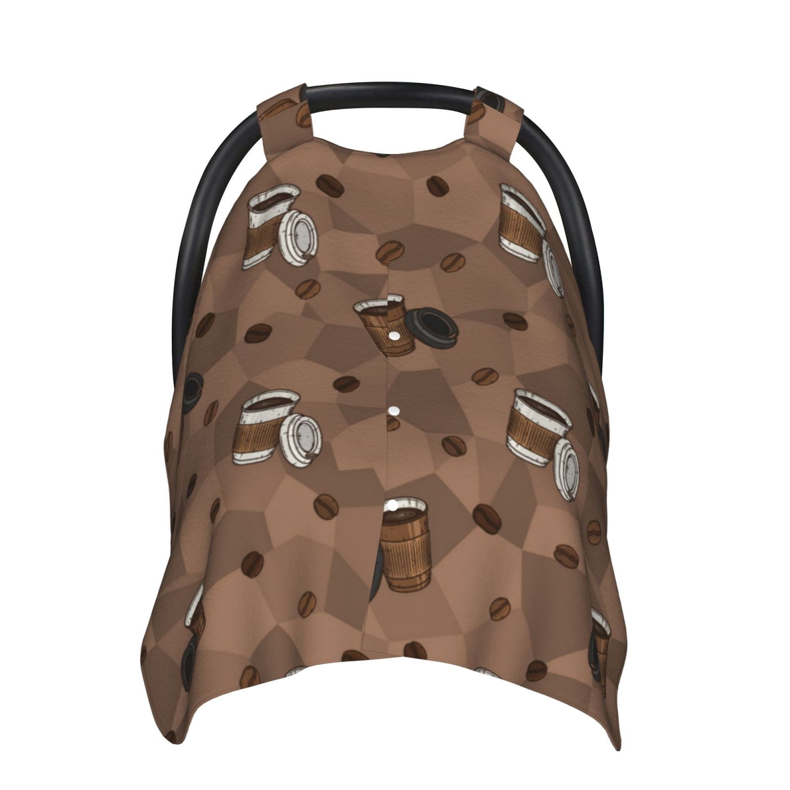 Car Seat Cover Baby - Warm Coffee Pattern Breathable Infant Car Seat Cover for Baby Carseat, Lightweight Comfort Baby Essentials Must Haves Newborn Stuff for Girl Boy