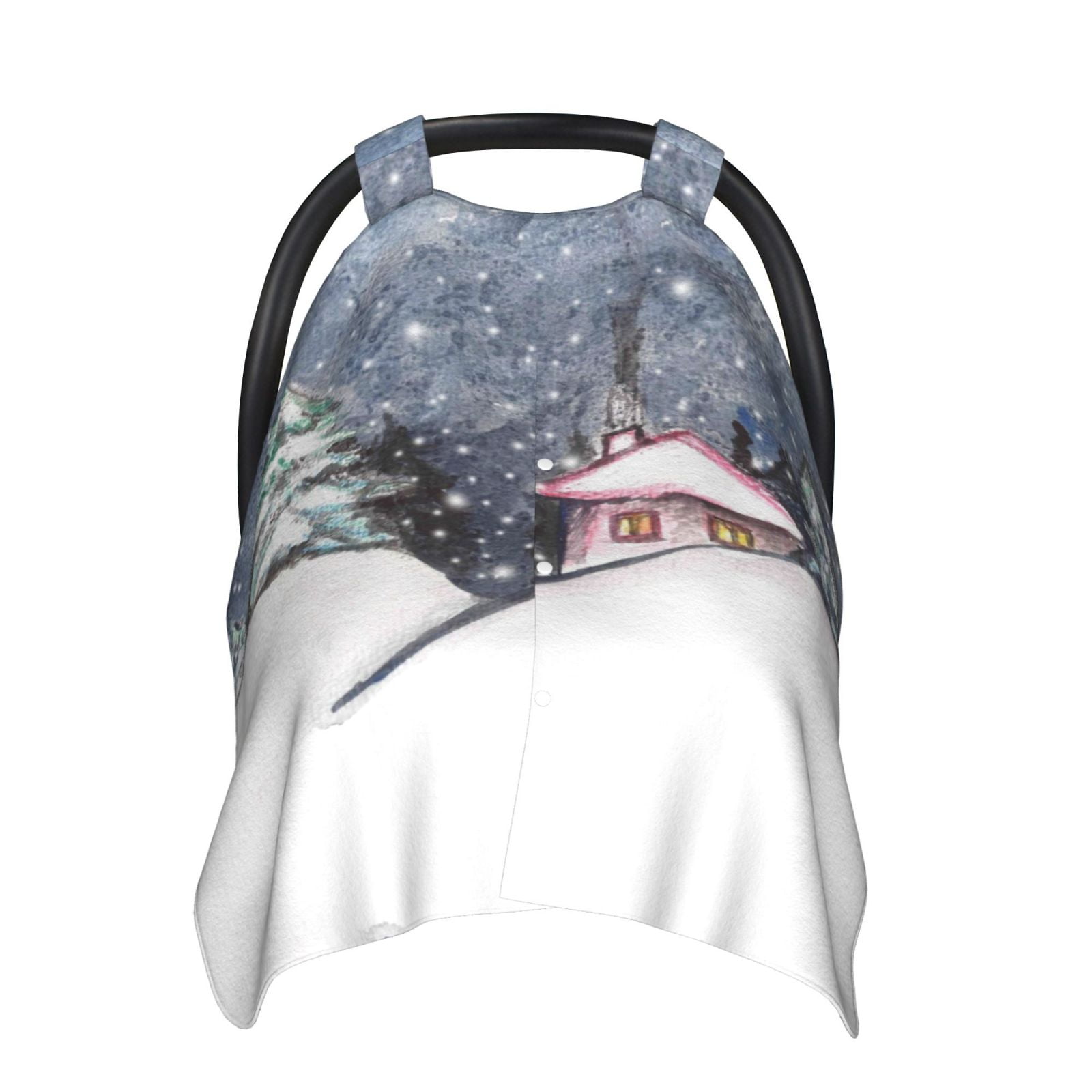 Car Seat Cover Baby - Watercolor Winter Landscape Breathable Infant Car Seat Cover for Baby Carseat, Lightweight Comfort Baby Essentials Must Haves Newborn Stuff for Girl Boy