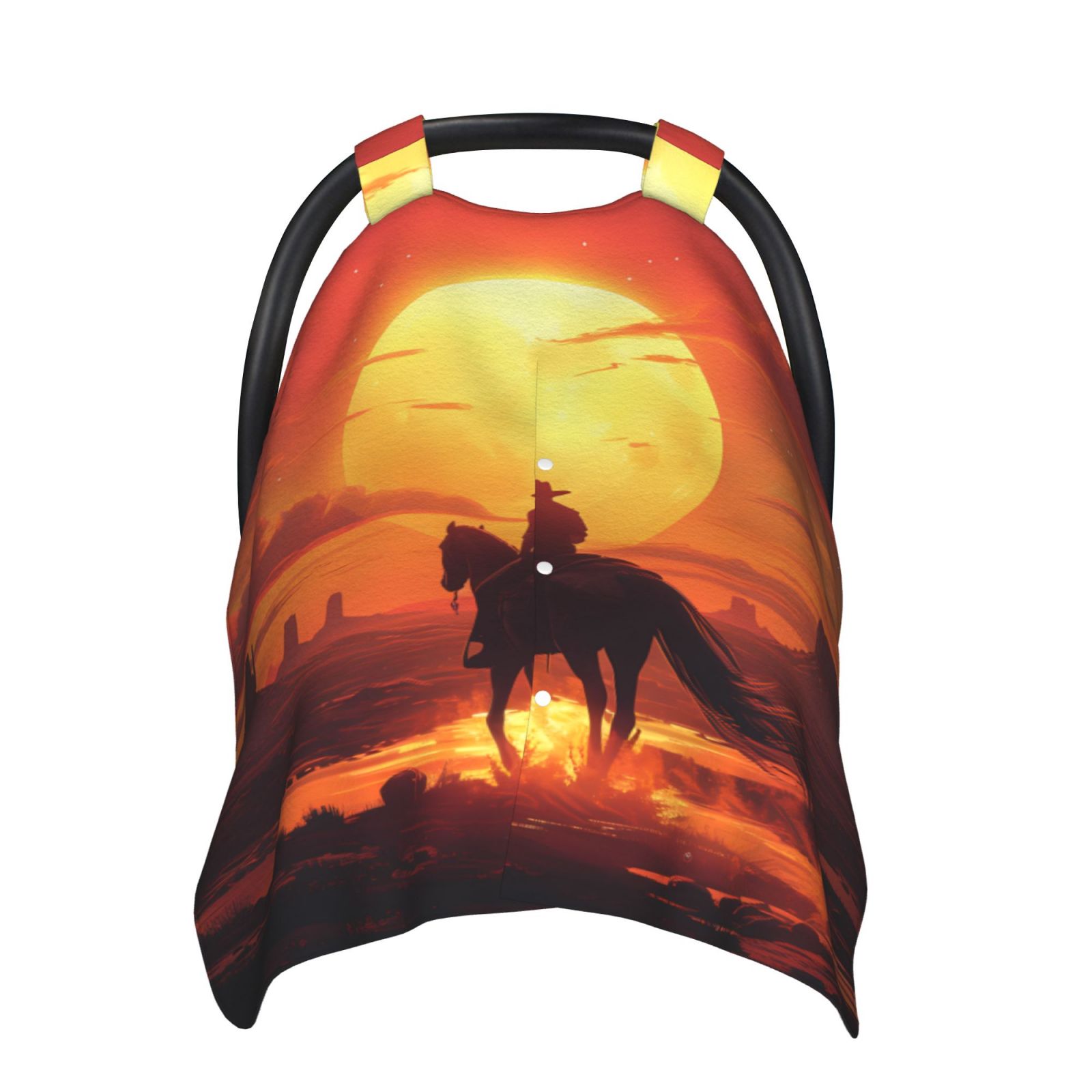 Car Seat Cover Baby - Western Cowboy Sunset Breathable Infant Car Seat Cover for Baby Carseat, Lightweight Comfort Baby Essentials Must Haves Newborn Stuff for Girl Boy
