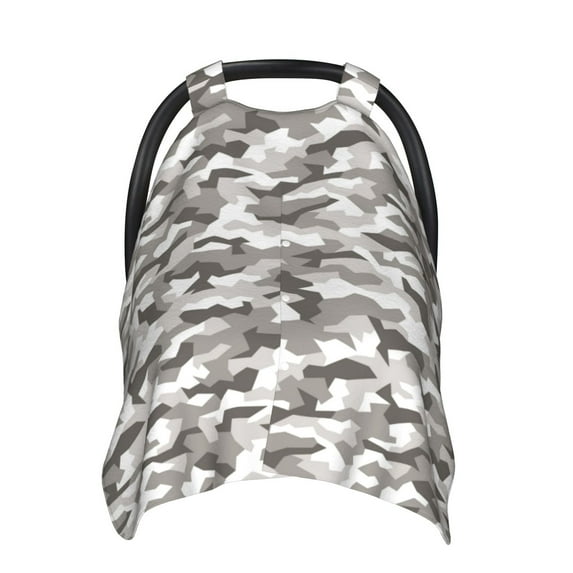 Car Seat Cover Baby - White Grey Camouflage Breathable Infant Car Seat Cover for Baby Carseat, Lightweight Comfort Baby Essentials Must Haves Newborn Stuff for Girl Boy