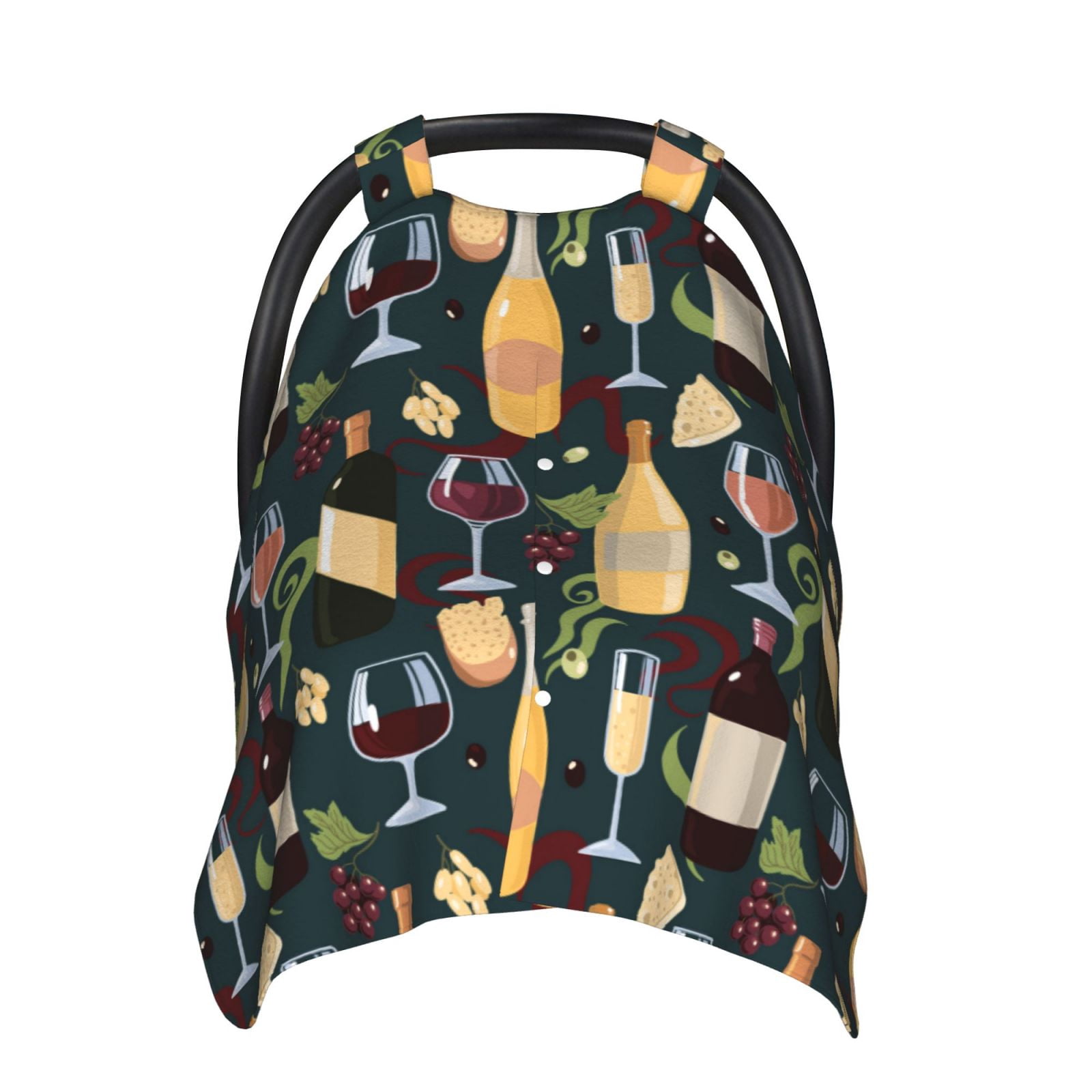 Car Seat Cover Baby - Wine Bottle Print No.9036 Breathable Infant Car Seat Cover for Baby Carseat, Lightweight Comfort Baby Essentials Must Haves Newborn Stuff for Girl Boy
