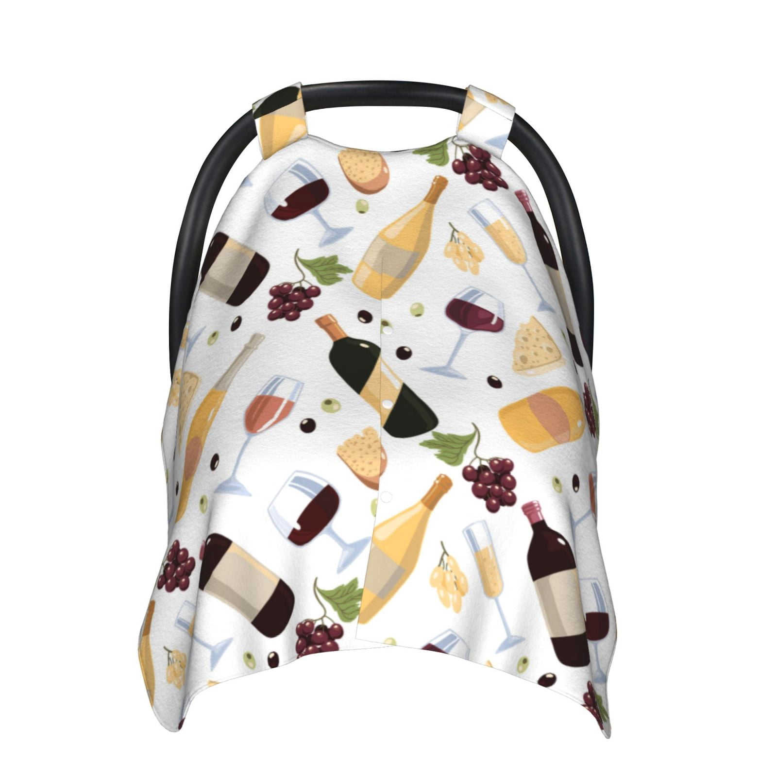 Car Seat Cover Baby - Wine Bottle Print No.9037 Breathable Infant Car Seat Cover for Baby Carseat, Lightweight Comfort Baby Essentials Must Haves Newborn Stuff for Girl Boy
