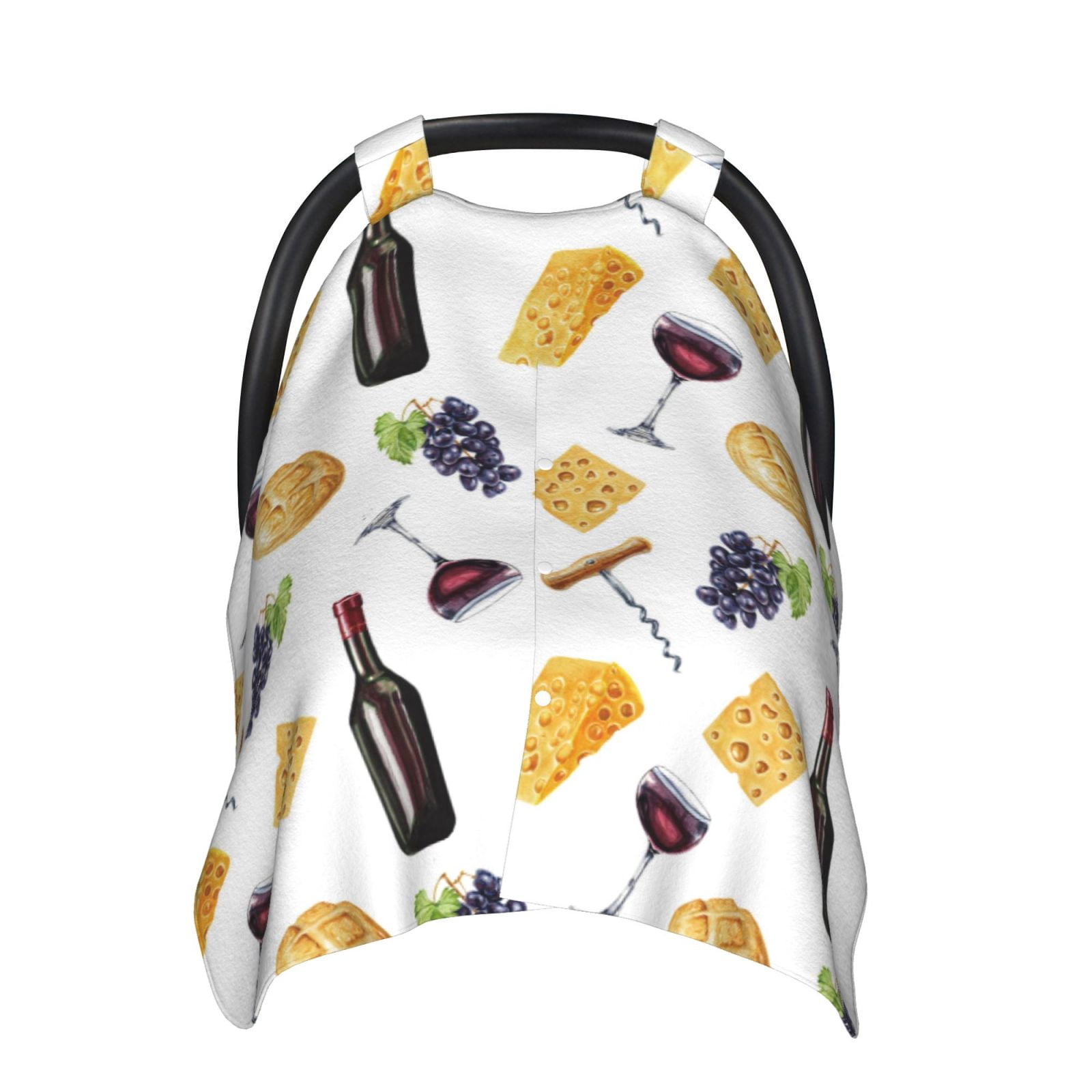 Car Seat Cover Baby - Wine Cheese grape Print Breathable Infant Car Seat Cover for Baby Carseat, Lightweight Comfort Baby Essentials Must Haves Newborn Stuff for Girl Boy
