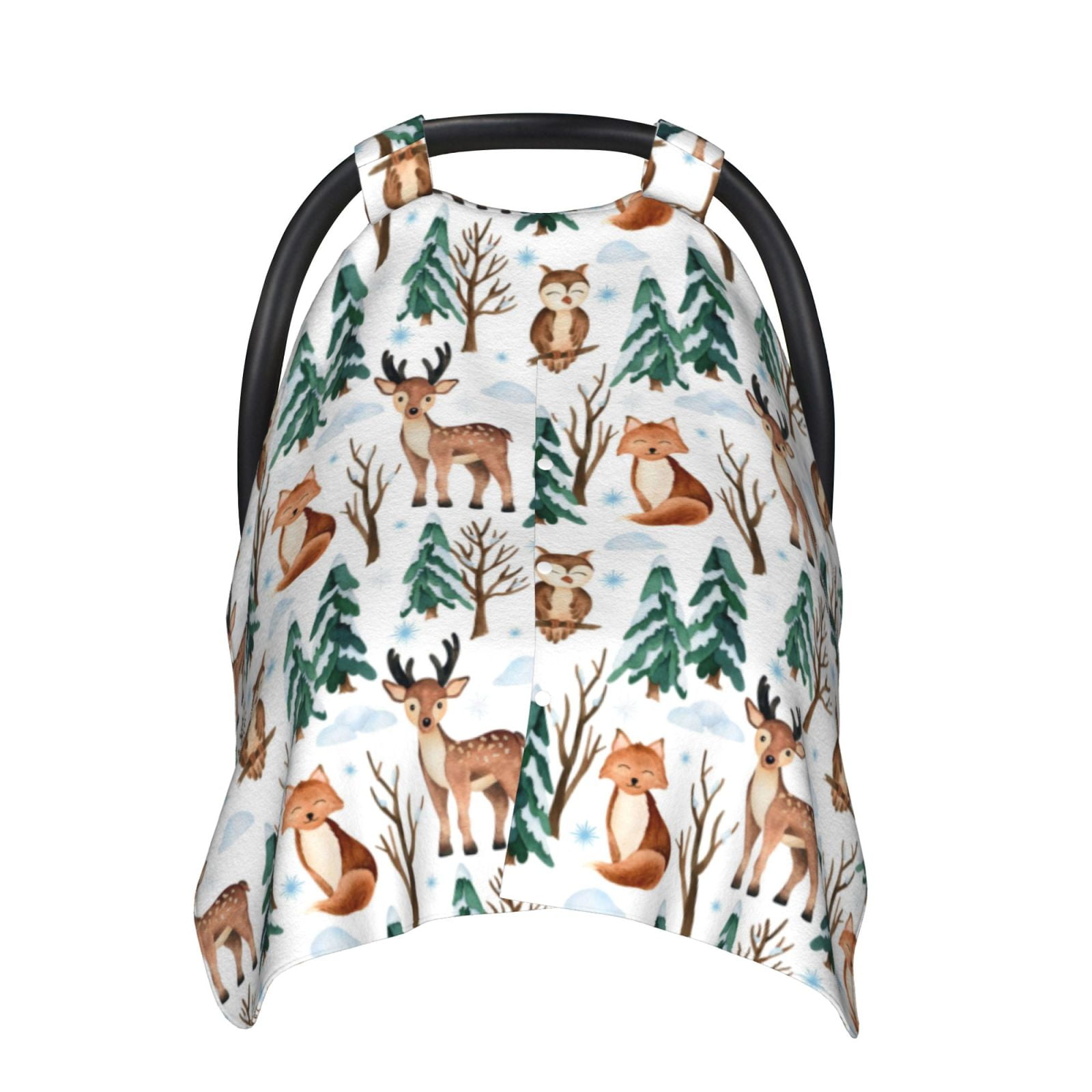 Car Seat Cover Baby - Winter Woodland Friends Breathable Infant Car Seat Cover for Baby Carseat, Lightweight Comfort Baby Essentials Must Haves Newborn Stuff for Girl Boy