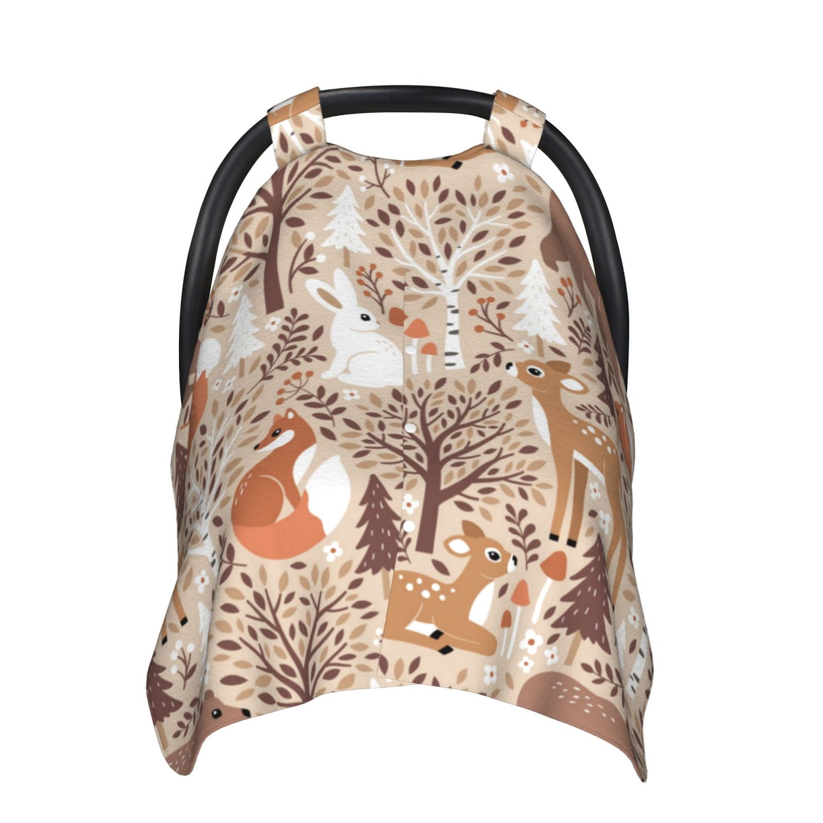 Car Seat Cover Baby - Woodland Animals in Neutral Tones Breathable Infant Car Seat Cover for Baby Carseat, Lightweight Comfort Baby Essentials Must Haves Newborn Stuff for Girl Boy