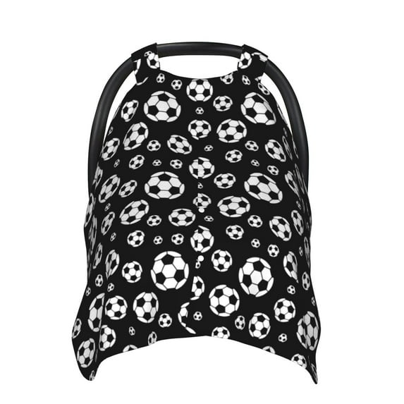 Car Seat Cover Baby - black soccer ball Football Breathable Infant Car Seat Cover for Baby Carseat, Lightweight Comfort Baby Essentials Must Haves Newborn Stuff for Girl Boy