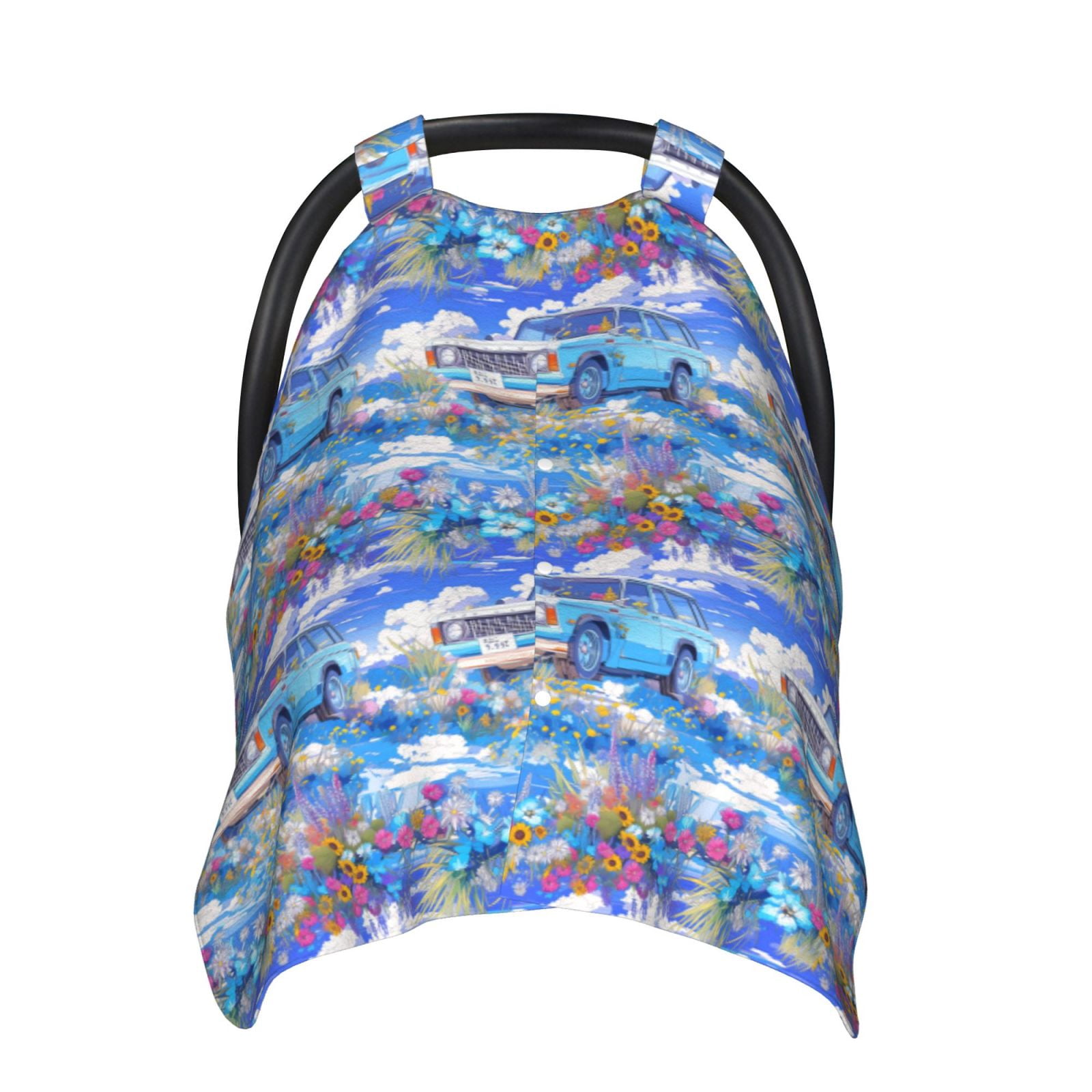 Car Seat Cover Baby - blue travel car flower Breathable Infant Car Seat Cover for Baby Carseat, Lightweight Comfort Baby Essentials Must Haves Newborn Stuff for Girl Boy