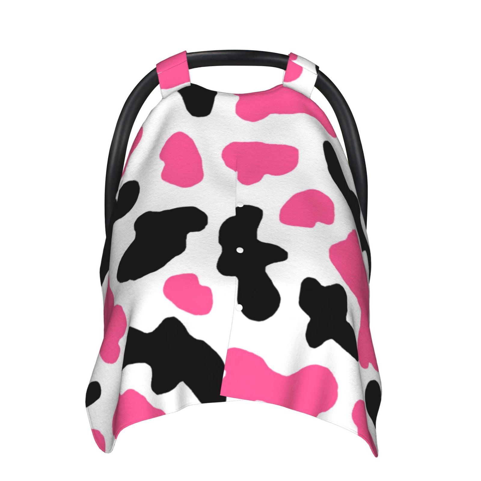 Car Seat Cover Baby - cute black pink cow print Breathable Infant Car Seat Cover for Baby Carseat, Lightweight Comfort Baby Essentials Must Haves Newborn Stuff for Girl Boy