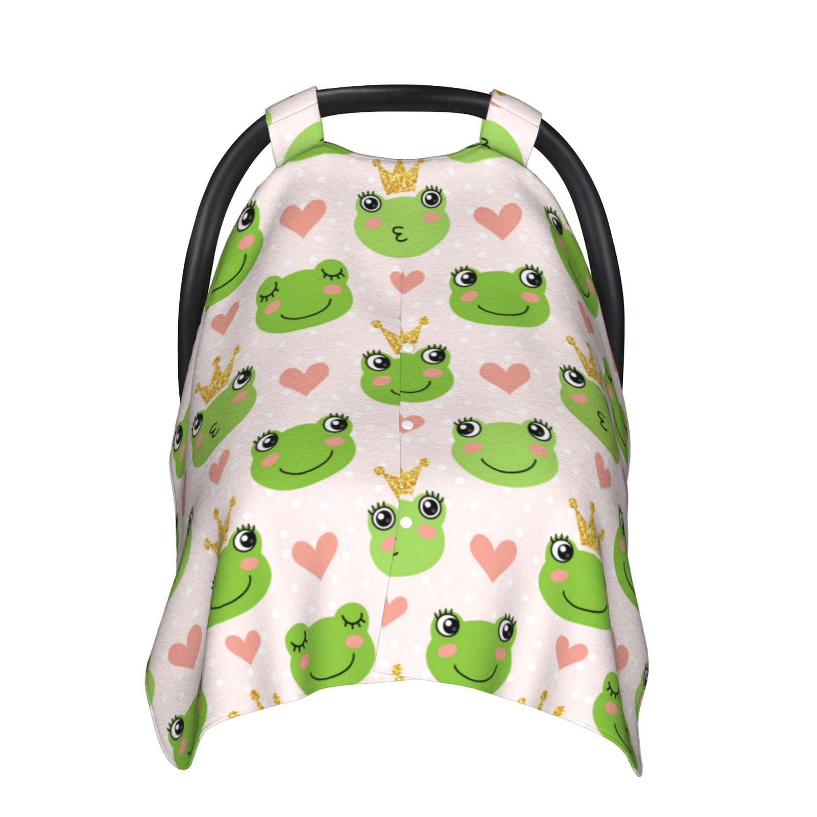Car Seat Cover Baby - cute frogs crowns heart pink Breathable Infant Car Seat Cover for Baby Carseat, Lightweight Comfort Baby Essentials Must Haves Newborn Stuff for Girl Boy