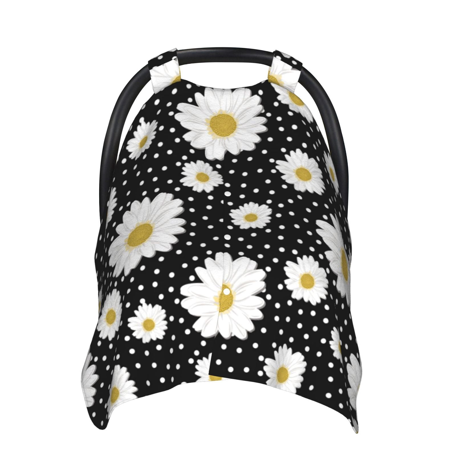 Car Seat Cover Baby - daisy flowers dotted black Breathable Infant Car Seat Cover for Baby Carseat, Lightweight Comfort Baby Essentials Must Haves Newborn Stuff for Girl Boy