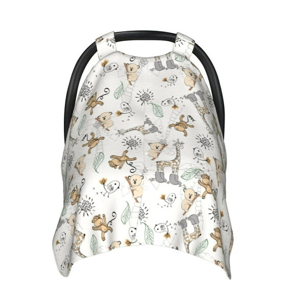 Car Seat Cover Baby - giraffe monkey Breathable Infant Car Seat Cover for Baby Carseat, Lightweight Comfort Baby Essentials Must Haves Newborn Stuff for Girl Boy