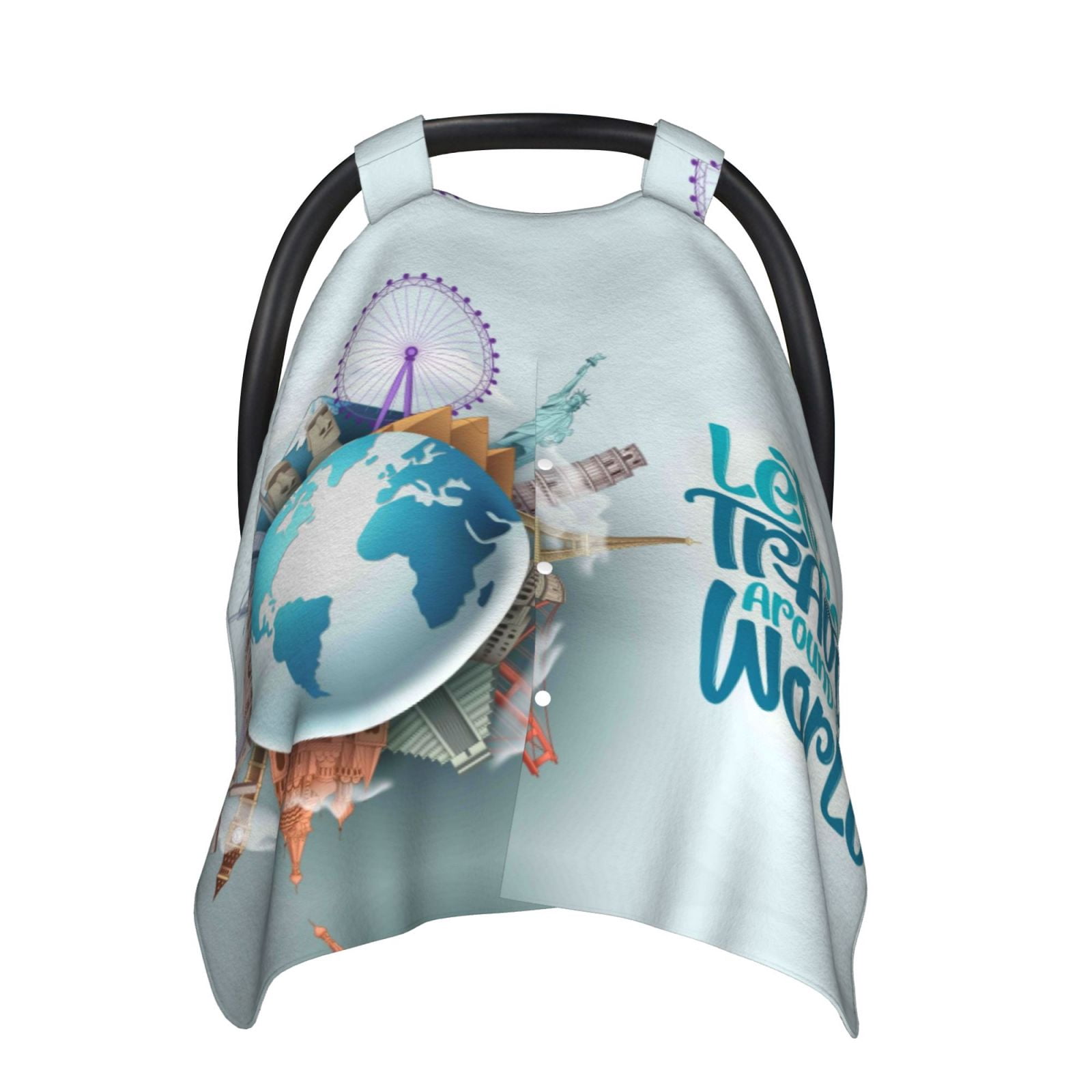 Car Seat Cover Baby - Let's go Travel Around the World Breathable Infant Car Seat Cover for Baby Carseat, Lightweight Comfort Baby Essentials Must Haves Newborn Stuff for Girl Boy