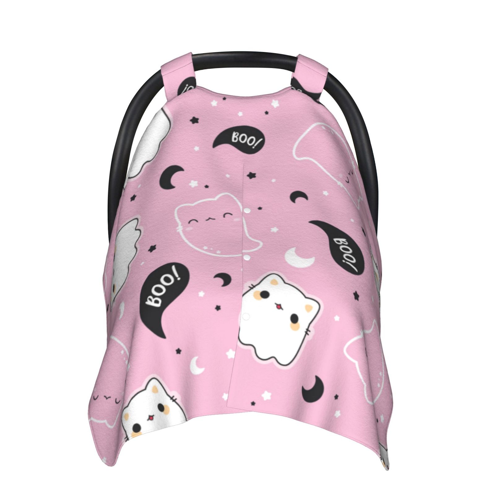Car Seat Cover Baby - kawaii_kitten_ghosts_pattern Breathable Infant Car Seat Cover for Baby Carseat, Lightweight Comfort Baby Essentials Must Haves Newborn Stuff for Girl Boy