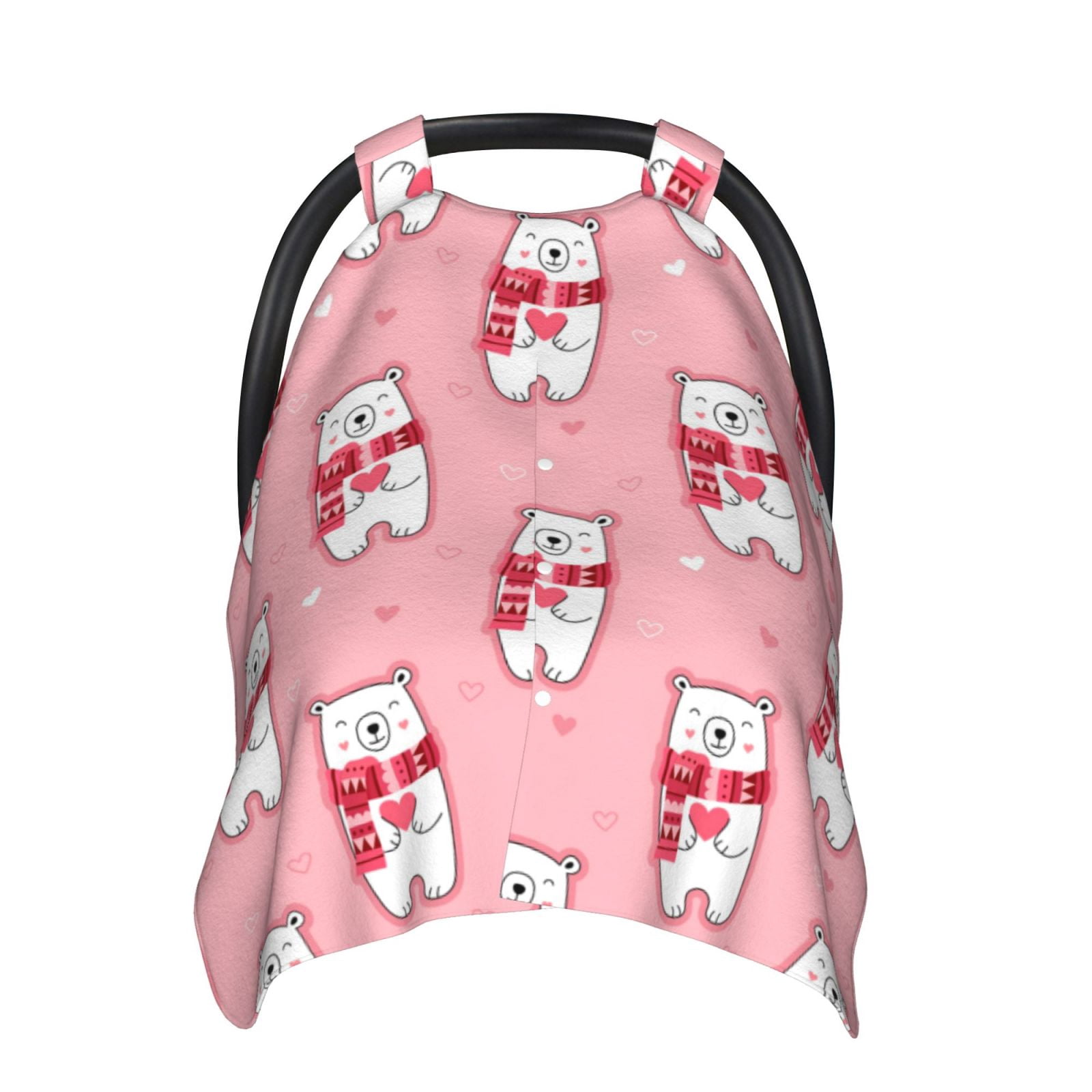 Car Seat Cover Baby - pink Scarf bear Breathable Infant Car Seat Cover for Baby Carseat, Lightweight Comfort Baby Essentials Must Haves Newborn Stuff for Girl Boy