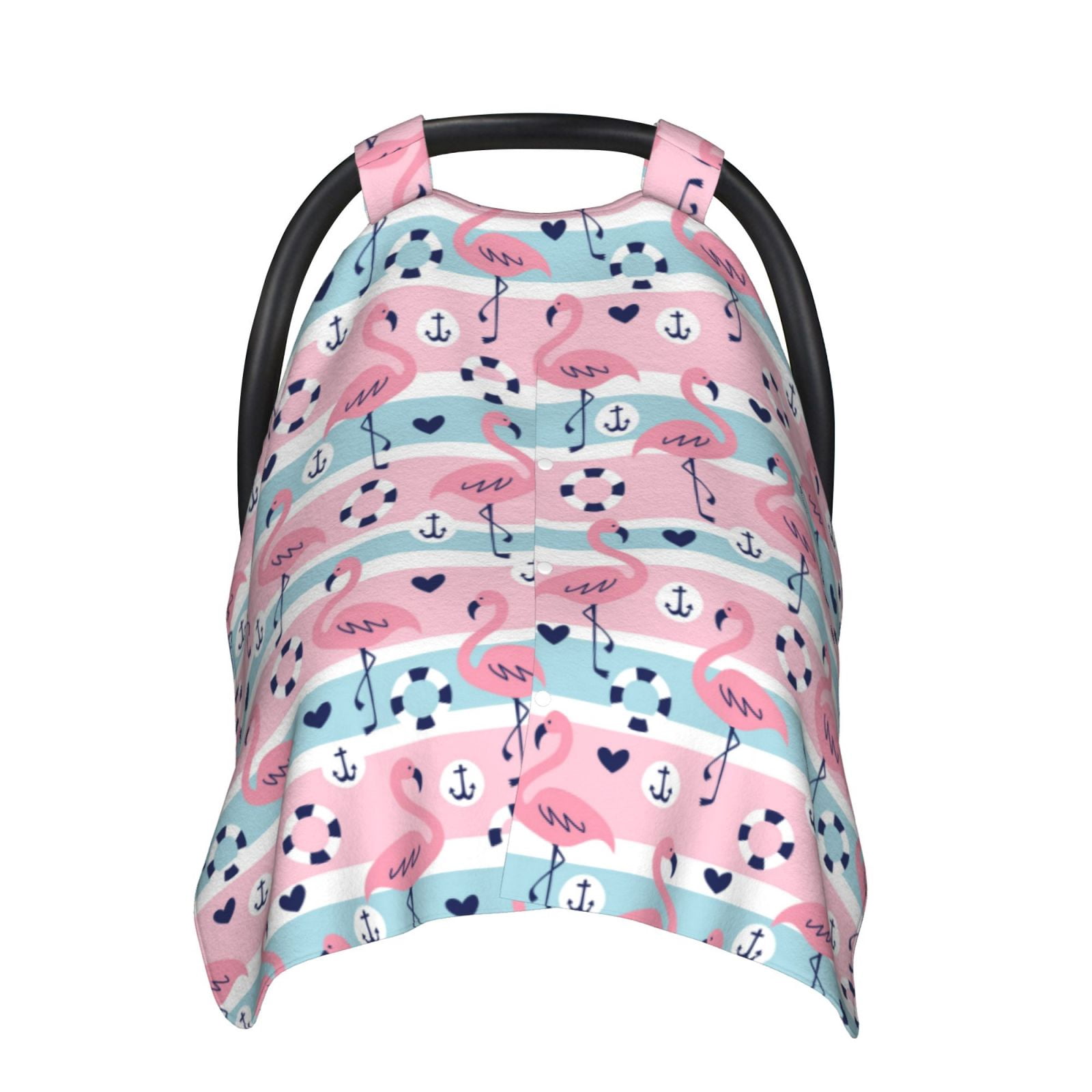 Car Seat Cover Baby - pink flamingo anchor cute stripe Breathable Infant Car Seat Cover for Baby Carseat, Lightweight Comfort Baby Essentials Must Haves Newborn Stuff for Girl Boy