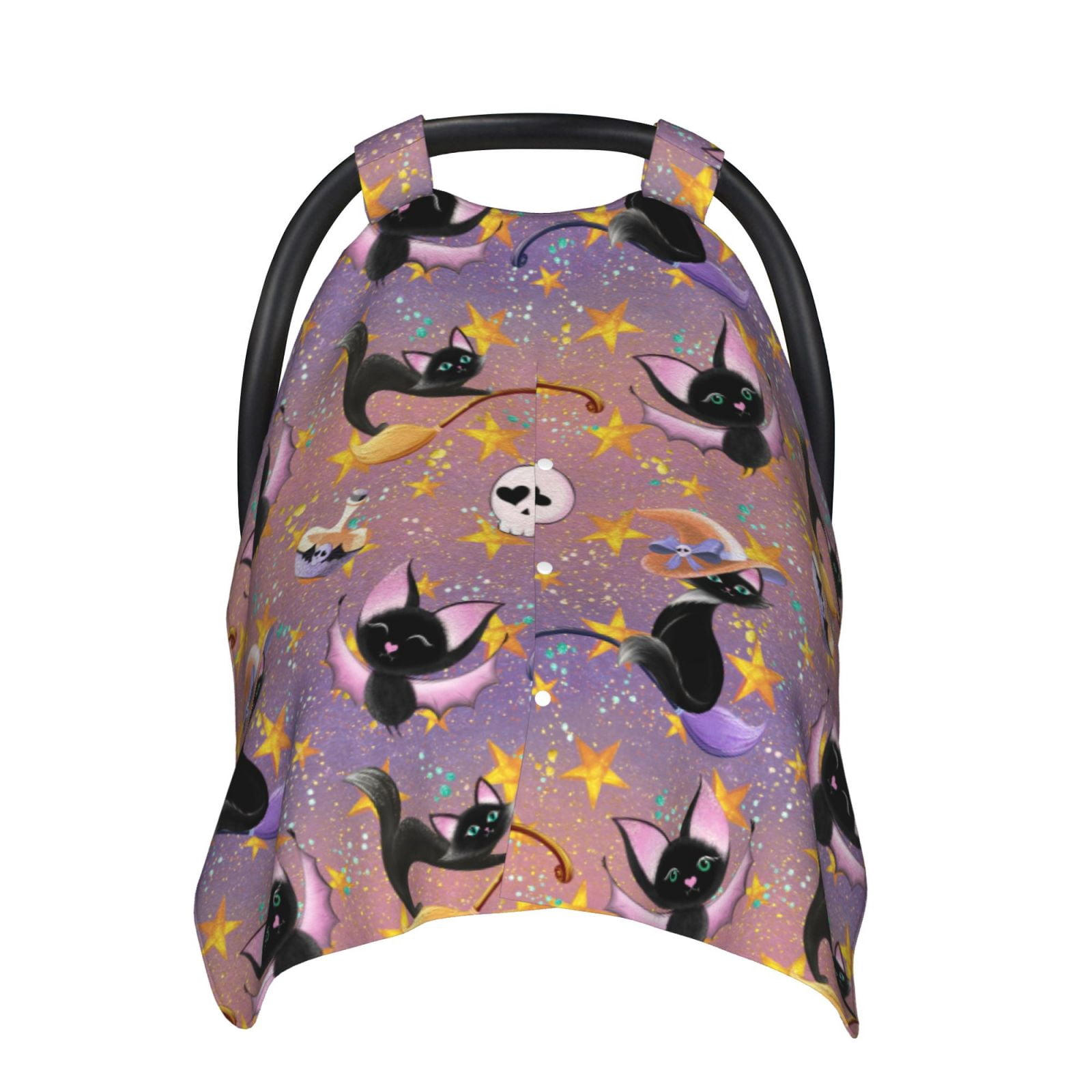 Car Seat Cover Baby - shiny cat bat skull pumpking spider Breathable Infant Car Seat Cover for Baby Carseat, Lightweight Comfort Baby Essentials Must Haves Newborn Stuff for Girl Boy