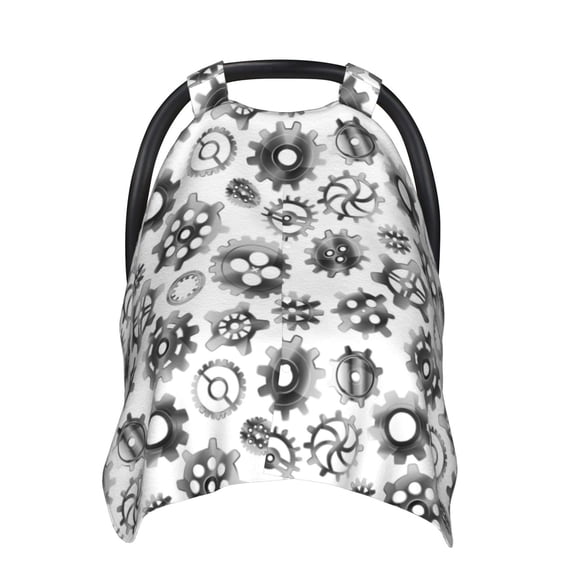 Car Seat Cover Baby - silver Gear Pattern Breathable Infant Car Seat Cover for Baby Carseat, Lightweight Comfort Baby Essentials Must Haves Newborn Stuff for Girl Boy