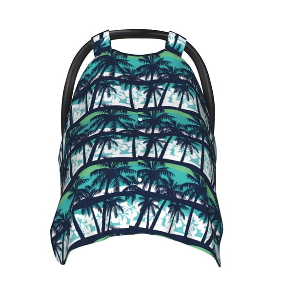 Car Seat Cover Baby - summer palm trees Carseat Covers Baby for Girl Boy, Lightweight Newborn Car Seat Canopy Breathable Soft Infant Car Seat Cover