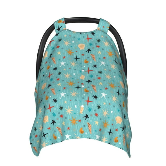 Car Seat Cover Baby, summer shells corals starfish Baby Car Seat Cover for Baby Boys Girls Newborn , Infant Car Seat Canopy Cover Nursing Breastfeeding Cover Warm Blanket