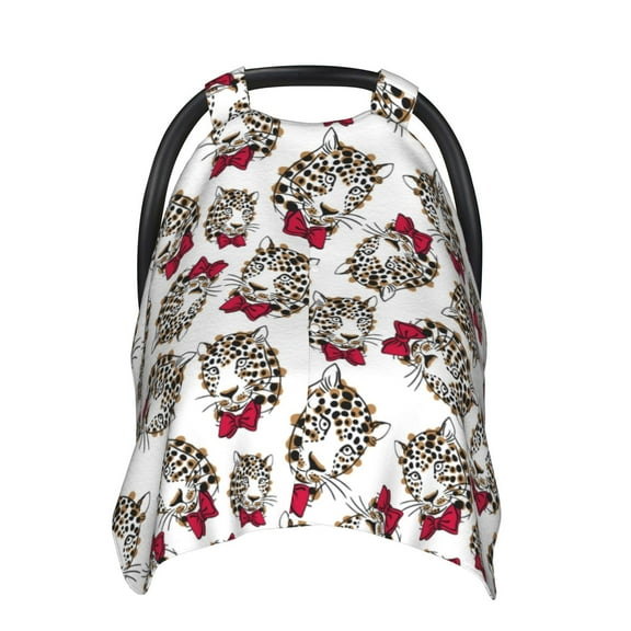 Car Seat Cover Baby - trendy leopard bow tie cute Breathable Infant Car Seat Cover for Baby Carseat, Lightweight Comfort Baby Essentials Must Haves Newborn Stuff for Girl Boy