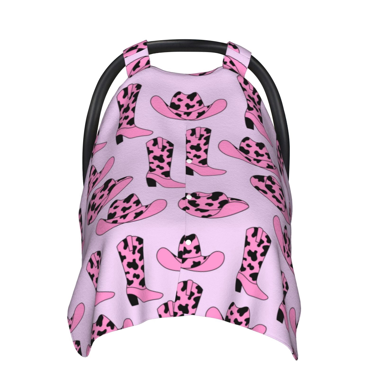 Car Seat Cover Baby - western cow pink cowboy boots hat Breathable Infant Car Seat Cover for Baby Carseat, Lightweight Comfort Baby Essentials Must Haves Newborn Stuff for Girl Boy