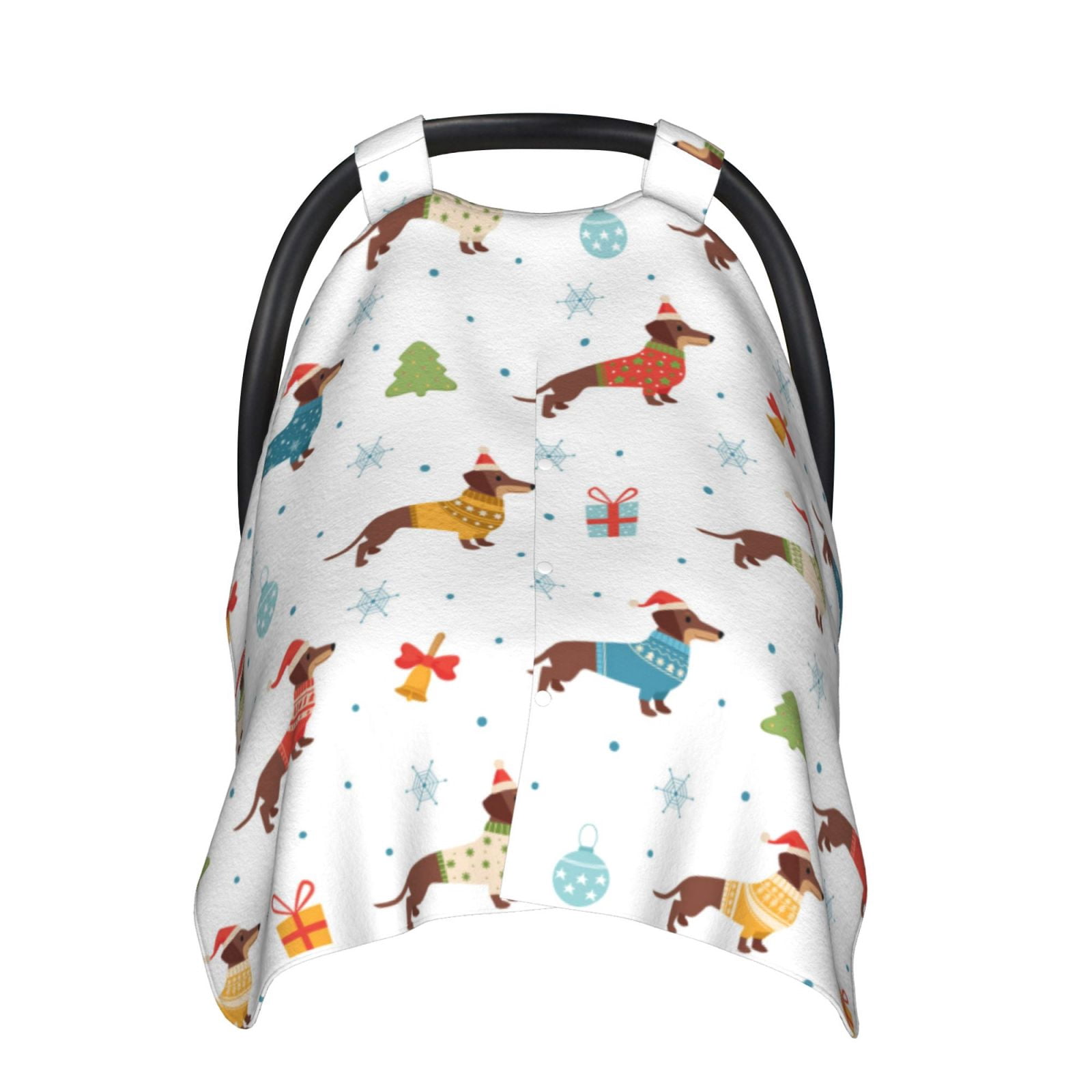 Car Seat Cover Baby - winter Snowflake Dachshund Breathable Infant Car Seat Cover for Baby Carseat, Lightweight Comfort Baby Essentials Must Haves Newborn Stuff for Girl Boy