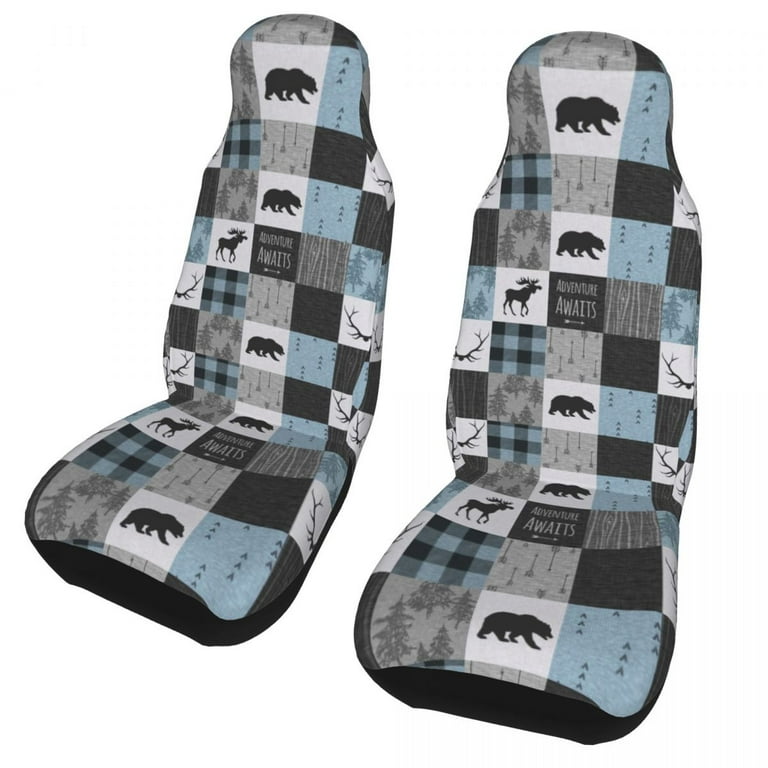 Car Seat Cover Buffalo Check Black And Vintage White Plaid Universal Fit for Any Car RV SUV Tartan