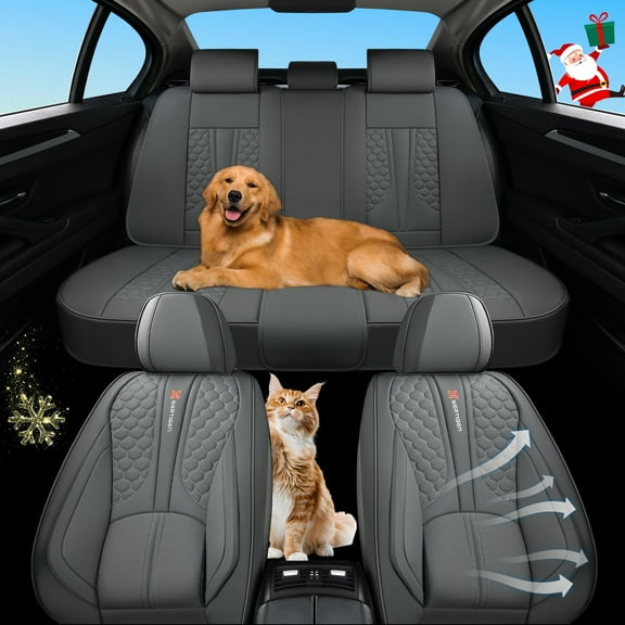 Car Seat Cover for Chevrolet Equinox 2007-2026, Gray Car Seat Covers, Leather, 5 Seats Full Set, With Lumbar Support, Anti-Slip, Suitable for All Seasons, Beautify the Interior of Old Cars