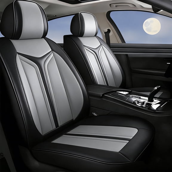 Car Seat Cover for Chevy Trailblazer 2021-2026 Full Coverage Nappa Leather Car Seat Protector, Fashion Anti-Slip Waterproof Breathable Easy to Install, Auto Interior Accessories(Full Set,Black&Gray)