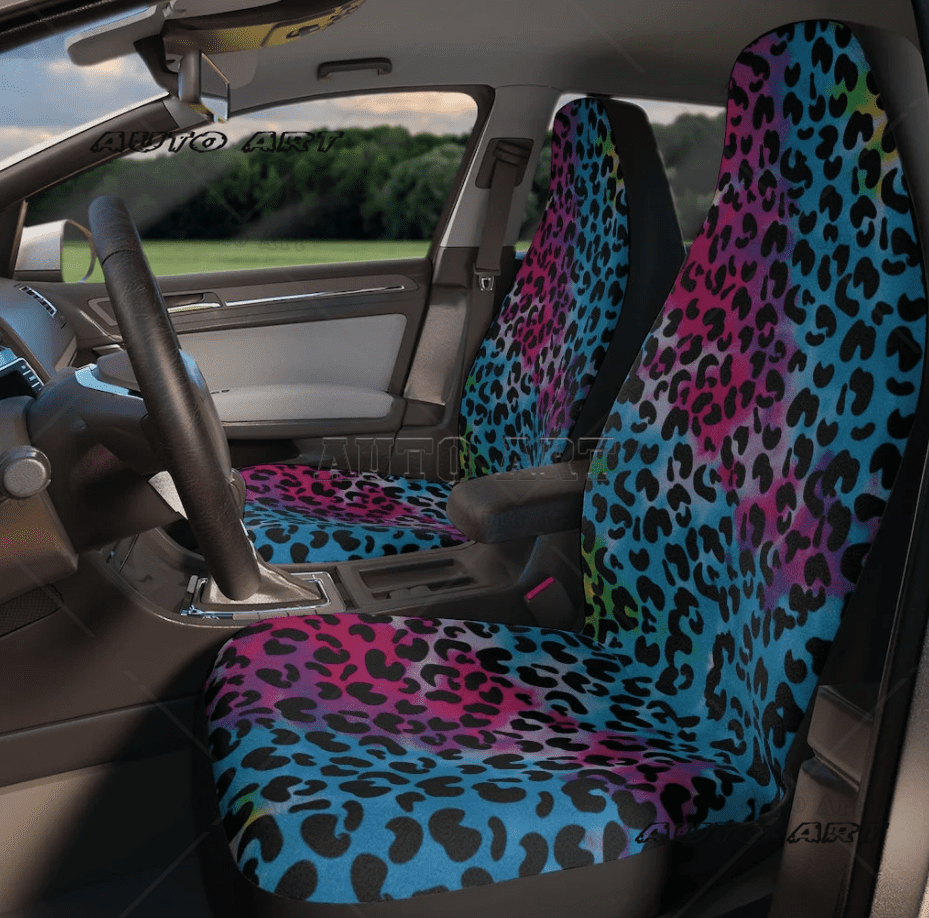 Car Seat Cover Colorful Pink Purple Animal Print Leopard Cheetah Pair 2 Front Seat Covers Car Seat Walmart