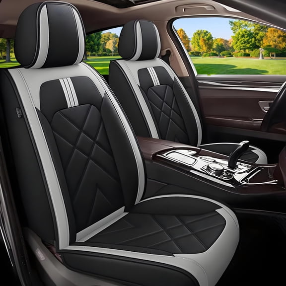 Car Seat Cover Compatible with Honda CR-V 2015-2025: Car Seat Covers Full Set Waterproof Faux Leather Seat Cover Cushion Protector (Black&Gray)