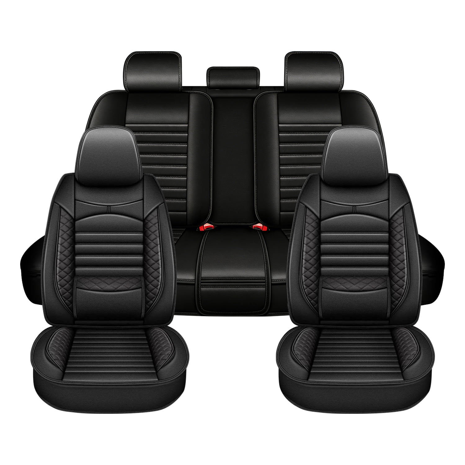 Car Seat Cover Fit for Acura TL 2004-2014 Waterproof Leather Seat Covers Cushion Comfort Car Seat Protector Compatible Airbag Black,Full Set(2 Row 5 Seats)
