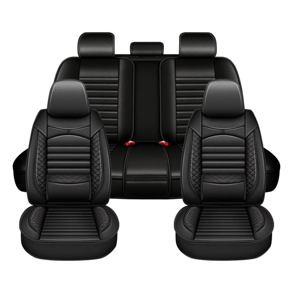 Car Seat Cover Fit for Acura TL 2004-2014 Waterproof Leather Seat Covers Cushion Comfort Car Seat Protector Compatible Airbag Black,Full Set(2 Row 5 Seats)