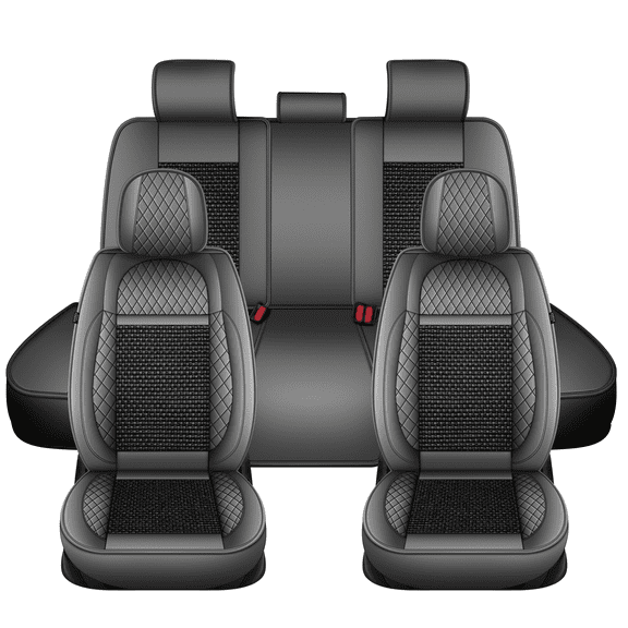 Car Seat Cover Fit for Lexus LS 460/500 2007-2023:Breathable Cooling Ice Silk Leather Seat Protector,Airbags Compatible Interior Accessories Gray,Full Sets(2 Row 5 Seat)