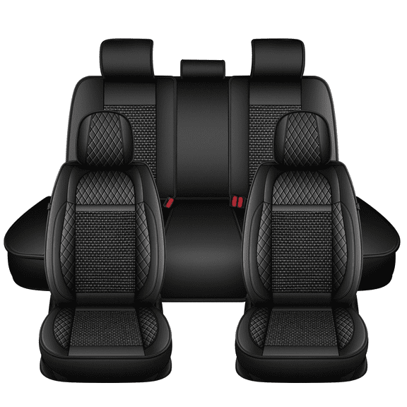 Car Seat Cover Fit for Mitsubishi Eclipse Cross 2018-2025 2026,Ice Silk Leather Seat Protector,Breathable Cooling Premuim Interior Accessories Black,Full Sets(2 Row 5 Seat)