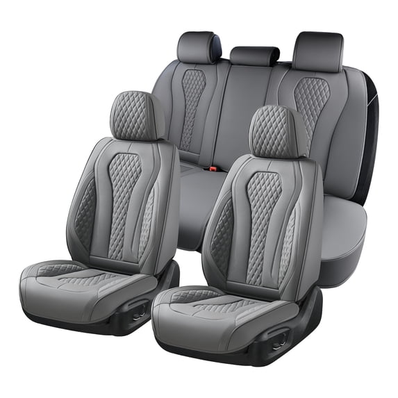Car Seat Cover for Ford Fusion 2010-2020, Gray Car Seat Covers, Waterproof Leather, 5 Piece Full Set, Wear Resistance, Non-slip, Suitable for All Seasons, Beautify the Interior of Old Cars