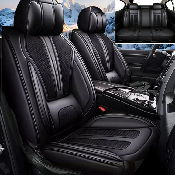 Car Seat Cover Full Set 5 Seats Fit for Ford Edge 2007-2025: Faux Leather Car Seat Covers Vehicle Cushion Covers Compatible Airbag Waterproof Automotive Seat Covers