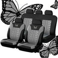 thumbnail image 1 of Car Seat Cover Full Set, Grey Universal Butterfly Pattern Embroidery Auto Seat Cover Set (Gray), 1 of 6