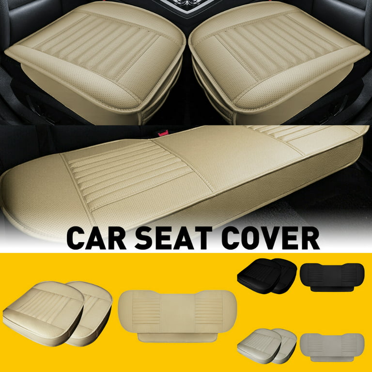 Beige Luxury PU Leather Car Seat Covers Full Surrounded Seat