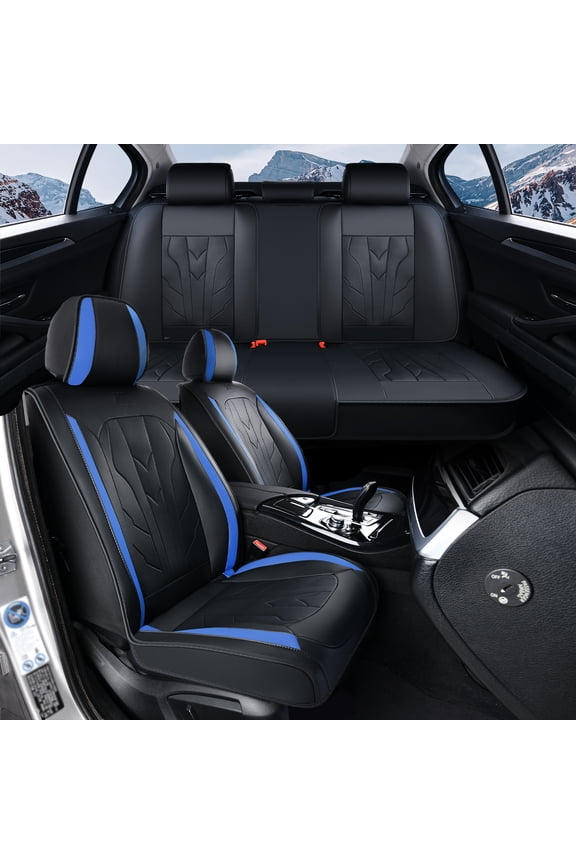 Car Seat Cover for HONDA CIVIC 2024, Blue Car Seat Covers, Waterproof PU Leather 5 Piece Full Set Easy to Clean and Install Beautify Interior, 4-Door Sedans Only, Pet Car Seat Covers