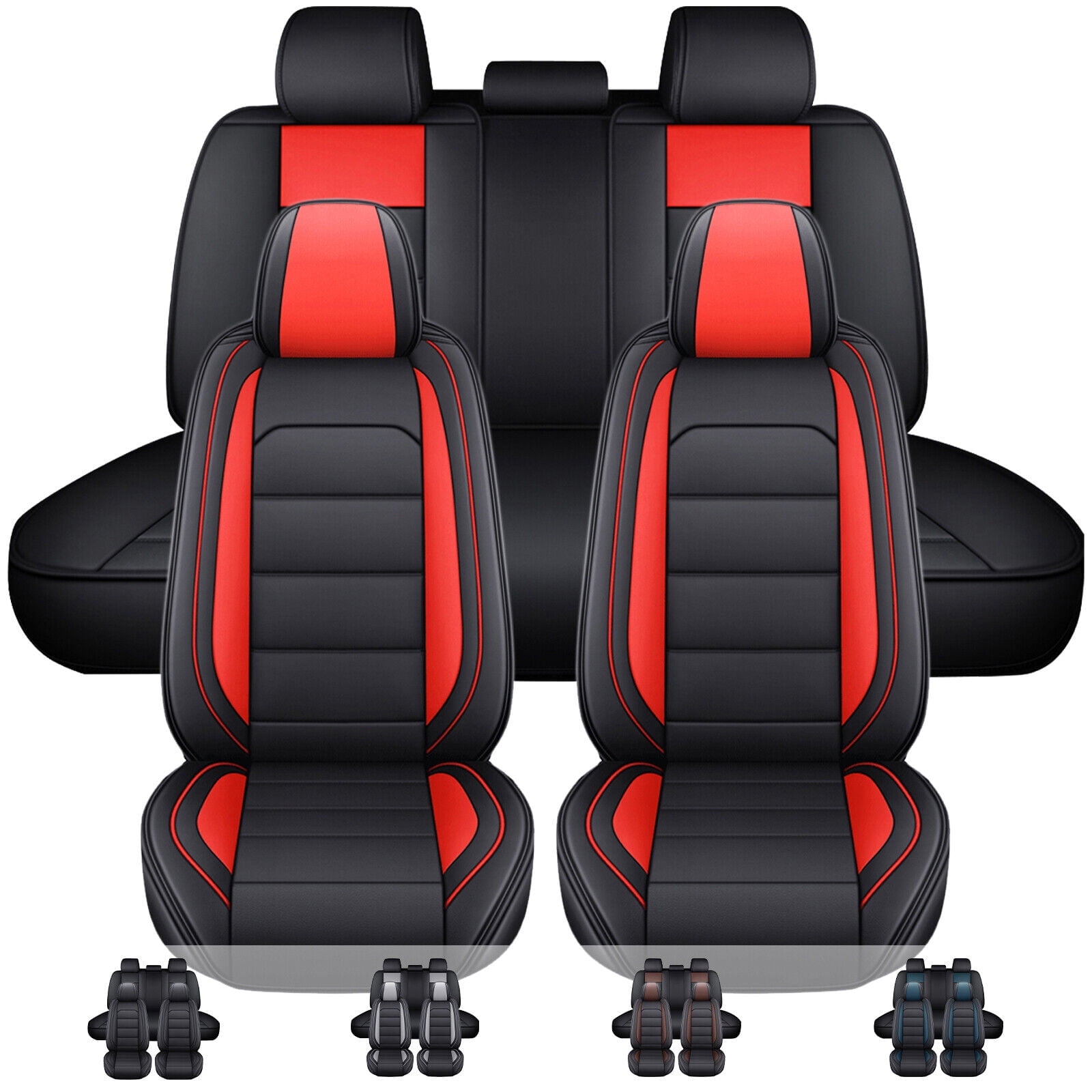 Car Seat Cover for Hyundai Sonata 5 Seats Premium Pu Leather Seat Cushion Protector Front Rear Full Set for Accent Azera Elantra loniq Hybrid Black Red Walmart
