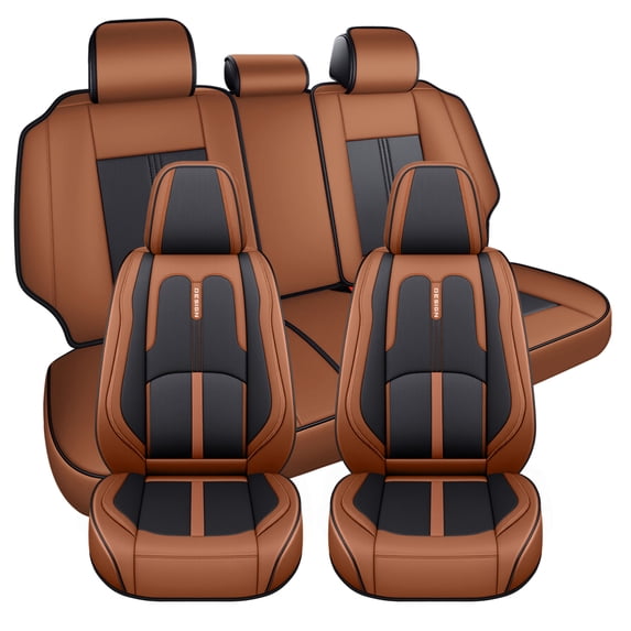 Car Seat Cover for Jeep Wrangler 2018, Black and Orange Car Seat Covers, Perforated Breathable Leather 5 Seats Full Set Non-Slip Lining Suitable for All Seasons, Only 4 Doors, Protect Car Seats