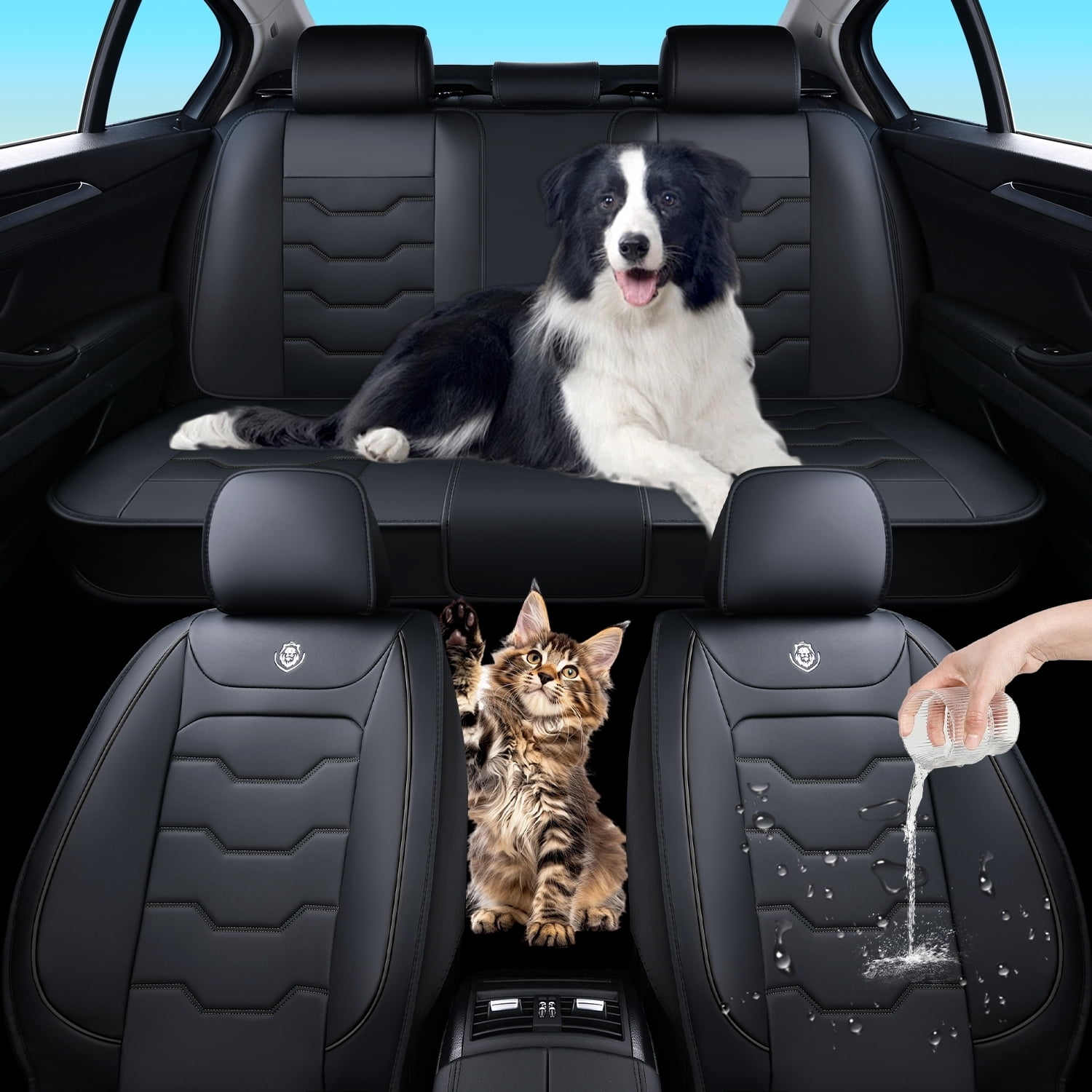 Car Seat Cover for Mazda Tribute S 2005, Waterproof PU Leather 5 Seats Full Set Non-slip Protect and Upgrade Seats, Black Car Seat Covers, Give Your Interior a New Look