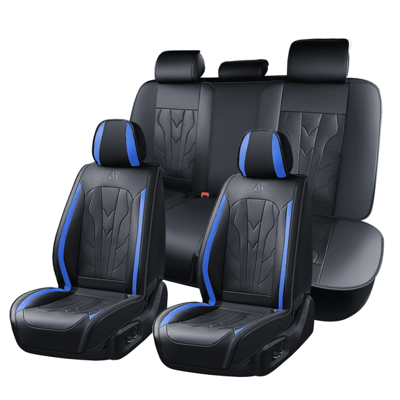 Car Seat Cover for Mitsubishi Outlander 2019, Blue Car Seat Covers, Waterproof Faux Leather, 5 Seats Full Set, Wear Resistance, Non-slip, Suitable for All Seasons, Beautify the Interior of Old Cars