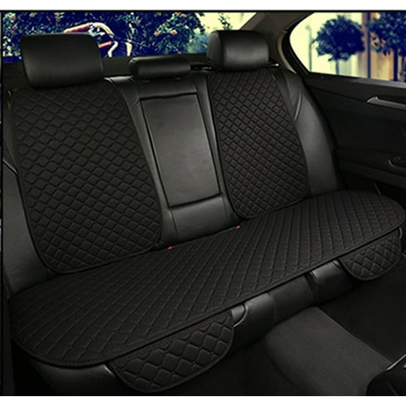 Car Seat Cover Protector Linen Front Rear Back Cushion Protection Pad Mat Backrest for Auto Interior Truck SUV(1 Rear Black)