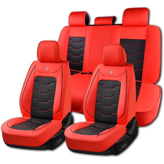 Car Seat Cover, Red Seat Cover for Kia Forte 2009-2025, Waterproof Artificial Leather 5-Seat Full Cover, Simple and Versatile Style, Protects Car Interior, Compatible with Airbags