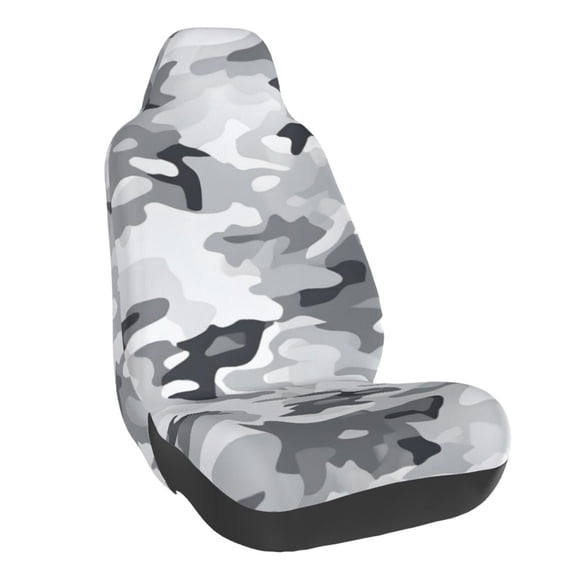 Car Seat Cover Set (1-Piece) Front Seat Cushion Cover Elastic Breathable Seat Pad Universal Fit For Women & Men Suv, Truck, Van Car Seat Cover Accessories Vector Camouflage Pattern Gray_3