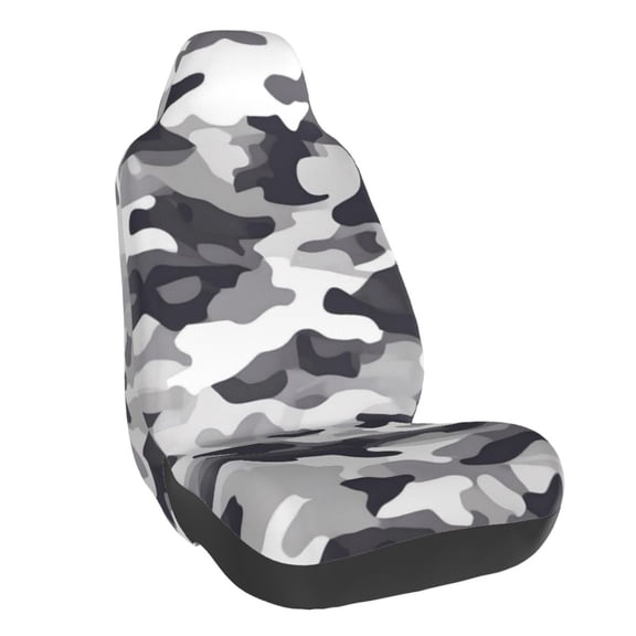 Car Seat Cover Set (1-Piece) Front Seat Cushion Cover Elastic Breathable Seat Pad Universal Fit For Women & Men Suv, Truck, Van Car Seat Cover Accessories Vector Camouflage Pattern Gray_4
