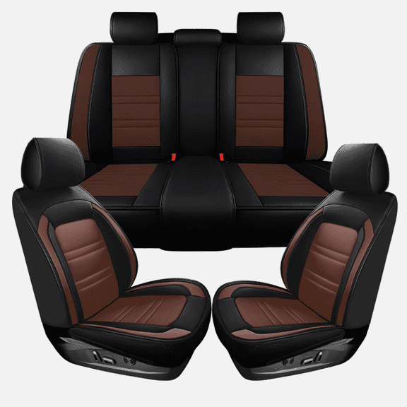 Car Seat Cover Set PU Leather Seat Protectors Front and Rear Full Set for Ram 1500 2009-2023, for Ram 2500, 3500 2010-2023 Brown