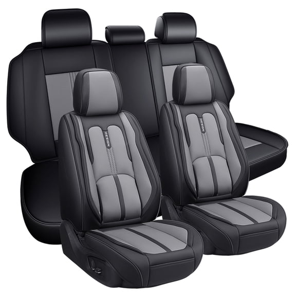 Car Seat Cover for Subaru Crosstrek 2019, Perforated Breathable Leather Full Set of 5 Seats Non-Slip Lining Protect and Upgrade Seats, Black and Gray Car Seat Covers, Airbag-Compatible